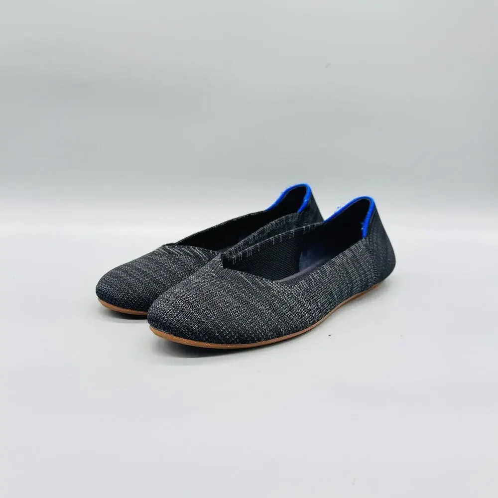 Rothy's Shoes Women 8 Gray Knit The Flat Ballet Flats Slip On Comfort Casual
